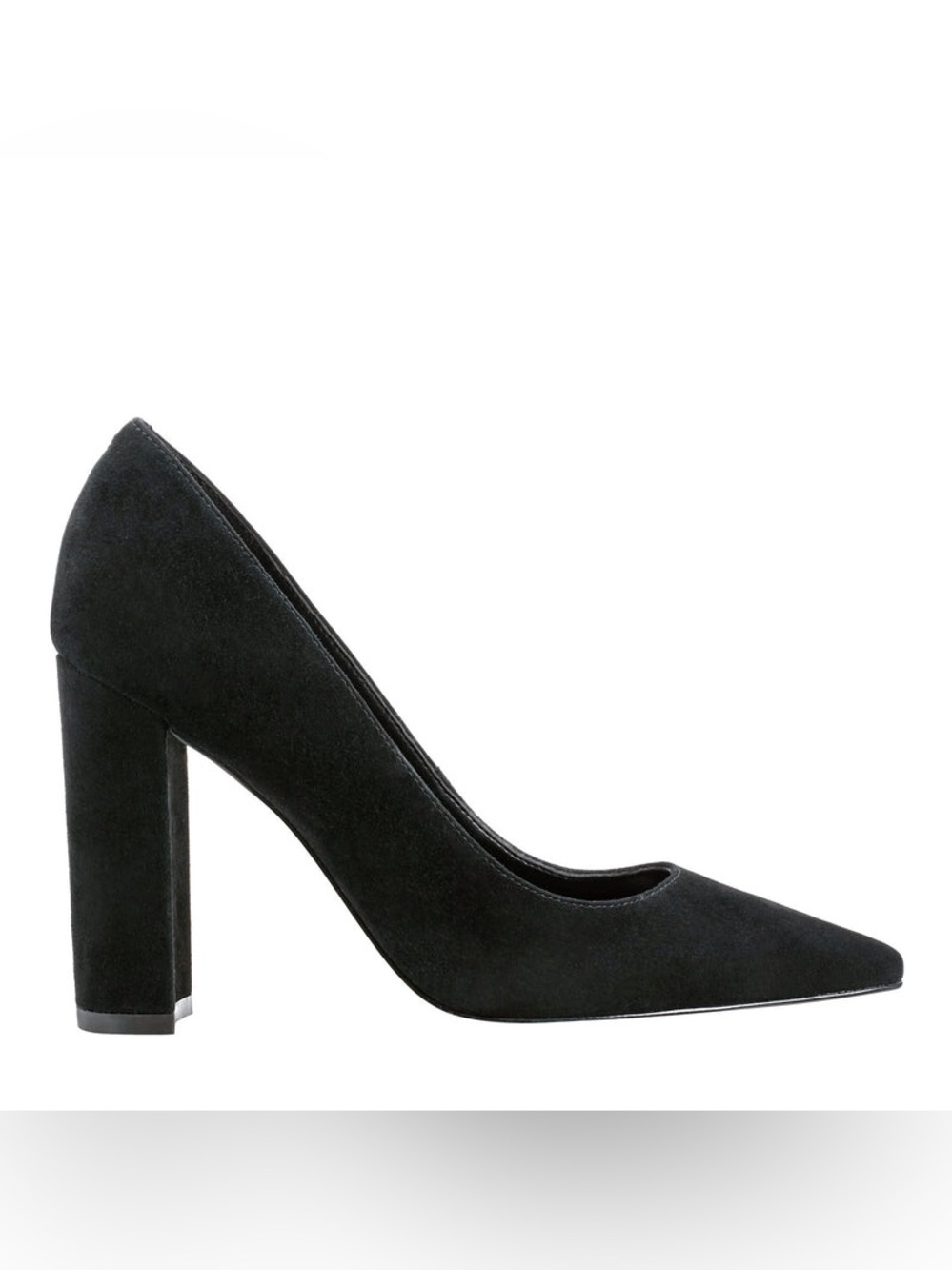 Marc Fisher Black Suede Pointed Toe Block Heel Pumps